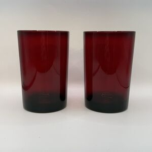 2 Arcoroc Classique Ruby Red Tumbler Drinking Glasses 5 ⅛”  16oz